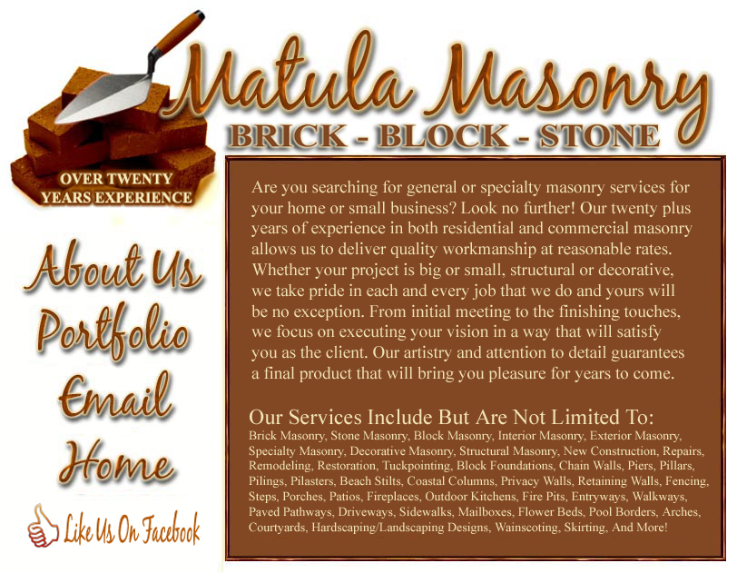 Matula Masonry Brick Masonry Block Masonry Stone Masonry